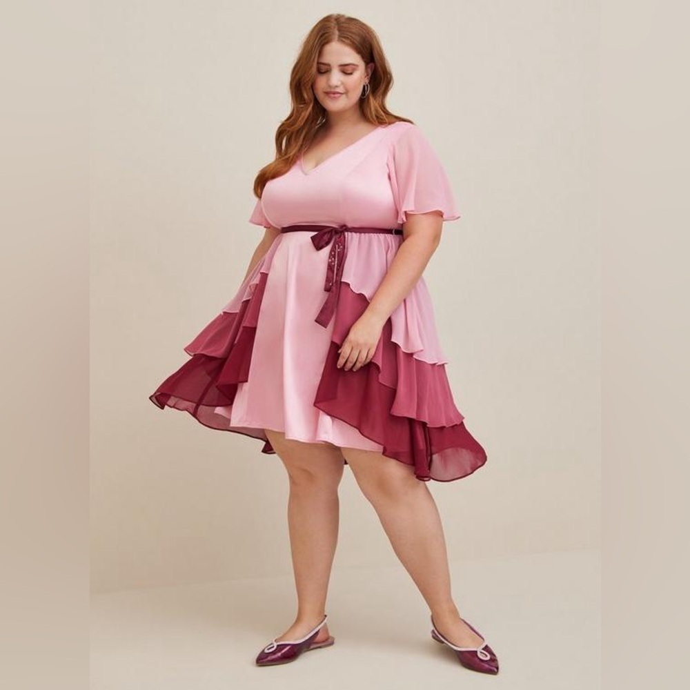 Torrid Harry Potter Yule Ball Dress Elegant Pink and Red Layered Dress Sz 1X